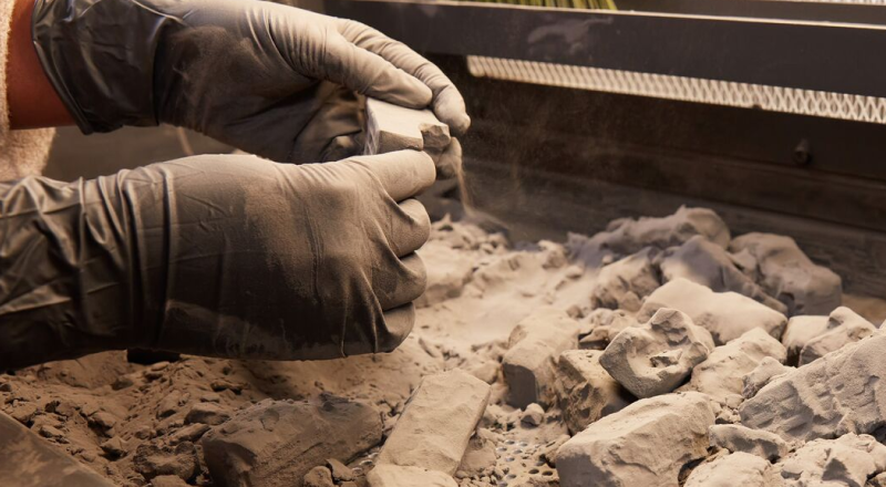 3D printed parts being depowdered